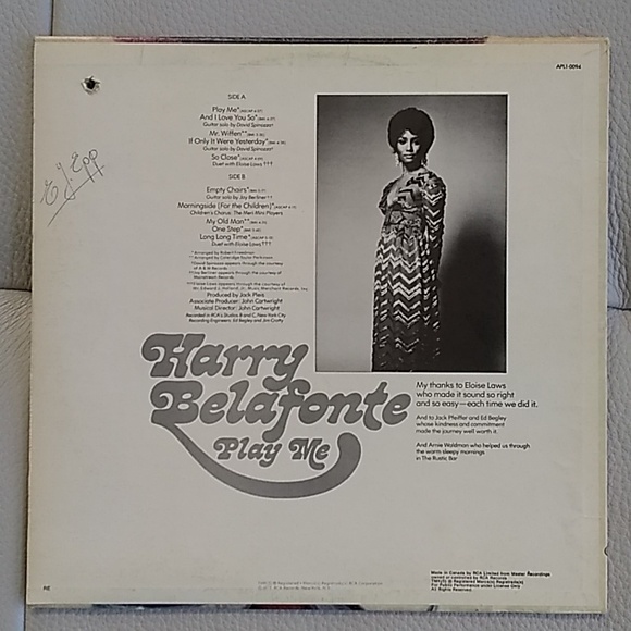 Harry Belafonte - Play Me LP - Picture 2 of 4